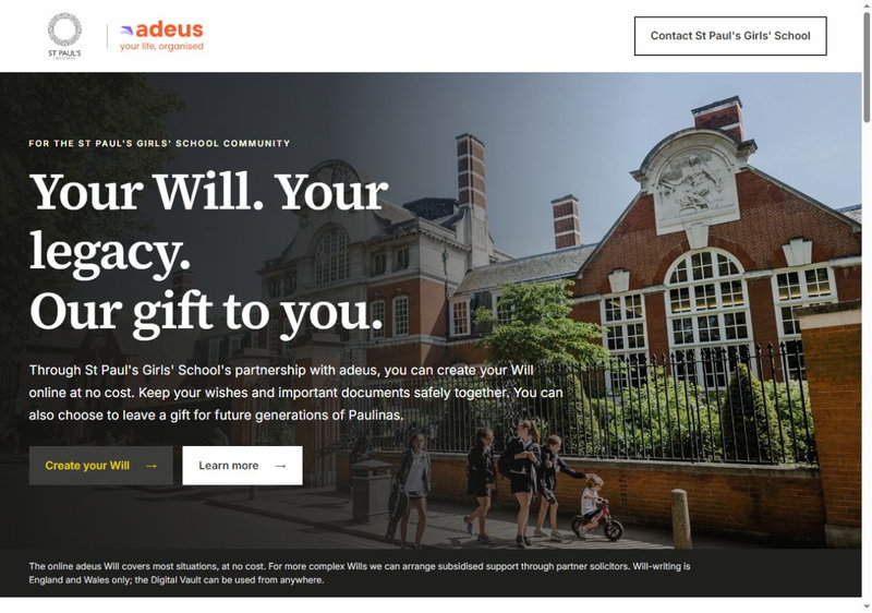 St Paul’s Girls’ School co-branded landing page