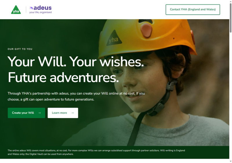 YHA co-branded landing page